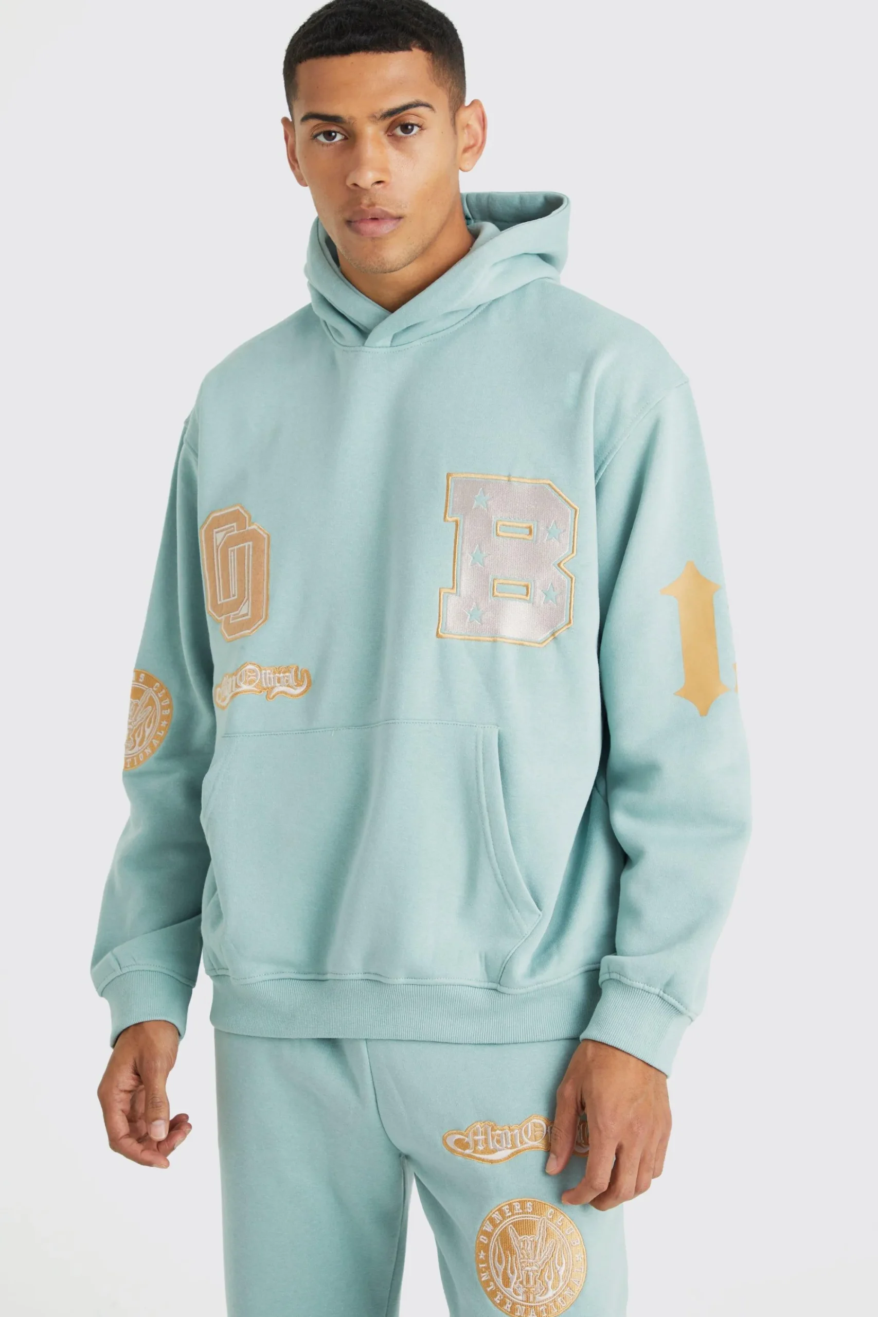 boohooMAN Oversized Bm Varsity Hooded Tracksuit | UK| Tracksuits