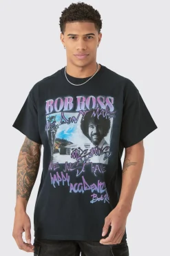 Oversized Bob Ross License T-shirt | UK^boohooMAN Sale