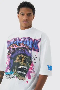 Oversized Skull Graffiti Large Scale Graphic T-shirt | UK^boohooMAN Clearance