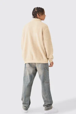 boohooMAN Oversized Borg Funnel Neck Sweatshirt | UK| Hoodies & Sweatshirts