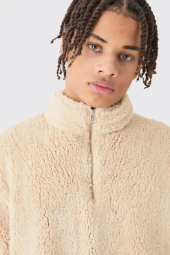 boohooMAN Oversized Borg Funnel Neck Sweatshirt | UK| Hoodies & Sweatshirts