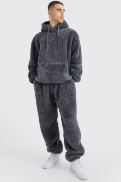 boohooMAN Oversized Borg Hooded Tracksuit | UK| Tracksuits