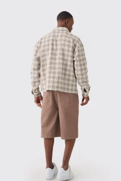 boohooMAN Oversized Boucle Check Long Sleeve Overshirt | UK| Shirts