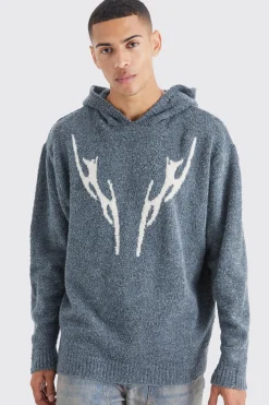 boohooMAN Oversized Boucle Knitted Hoodie | UK| Knitwear