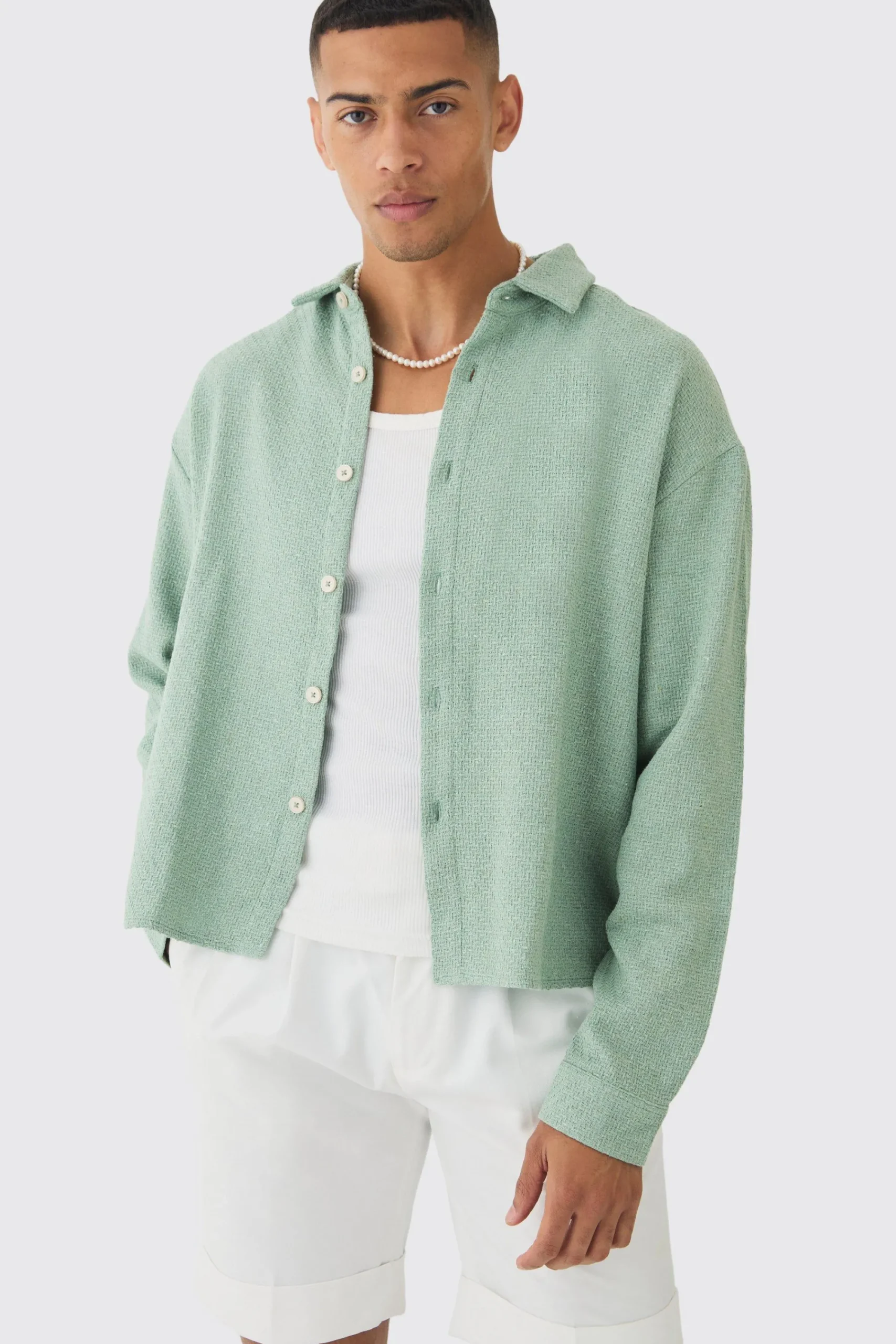 boohooMAN Oversized Boucle Long Sleeve Shirt | UK| Shirts