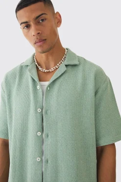 boohooMAN Oversized Boucle Short Sleeve Shirt | UK| Shirts