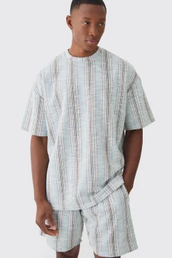 Oversized Boucle Stripe T-shirt | UK^boohooMAN Online
