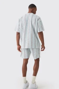 Oversized Boucle Stripe T-shirt | UK^boohooMAN Online