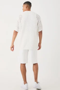 boohooMAN Oversized Boucle Textured Open Knit Shirt | UK| Shirts