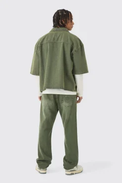 boohooMAN Oversized Boxy 3/4 Sleeve Denim Overshirt | UK| Shirts