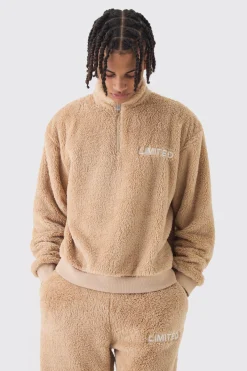 boohooMAN Oversized Boxy 1/4 Zip Limited Edition Teddy Borg Sweat Tracksuit | UK| Tracksuits