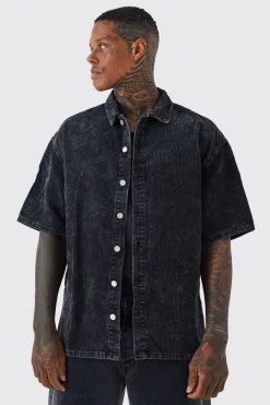 boohooMAN Oversized Boxy Acid Wash Shirt | UK| Shirts