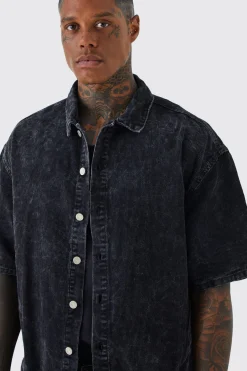 boohooMAN Oversized Boxy Acid Wash Shirt | UK| Shirts