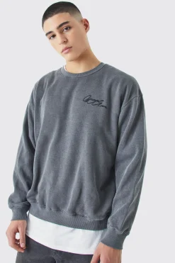 boohooMAN Oversized Boxy Acid Wash Man Graphic Sweatshirt | UK| Hoodies & Sweatshirts