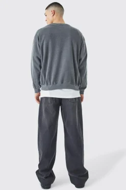 boohooMAN Oversized Boxy Acid Wash Man Graphic Sweatshirt | UK| Hoodies & Sweatshirts