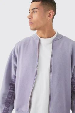 boohooMAN Oversized Boxy Acid Wash Jersey Bomber Jacket | UK| Coats & Jackets