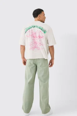 Oversized Boxy Acid Wash Rhinestone Heavyweight T-shirt | UK^boohooMAN Clearance