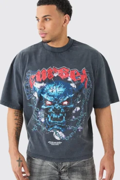 Oversized Boxy Acid Wash Heavyweight T-shirt | UK^boohooMAN Outlet