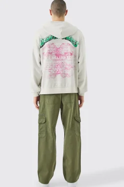 boohooMAN Oversized Boxy Acid Wash Rhinestone Loopback Hoodie | UK| Hoodies & Sweatshirts