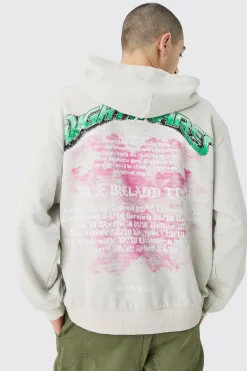 boohooMAN Oversized Boxy Acid Wash Rhinestone Loopback Hoodie | UK| Hoodies & Sweatshirts