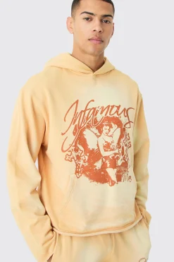 boohooMAN Oversized Boxy Acid Wash Graphic Raw Hem Hoodie | UK| Hoodies & Sweatshirts