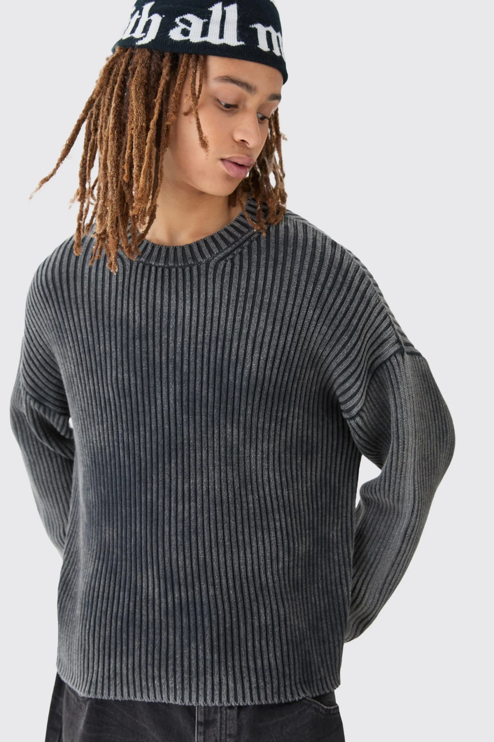 boohooMAN Oversized Boxy Acid Wash Jumper In | UK| Knitwear
