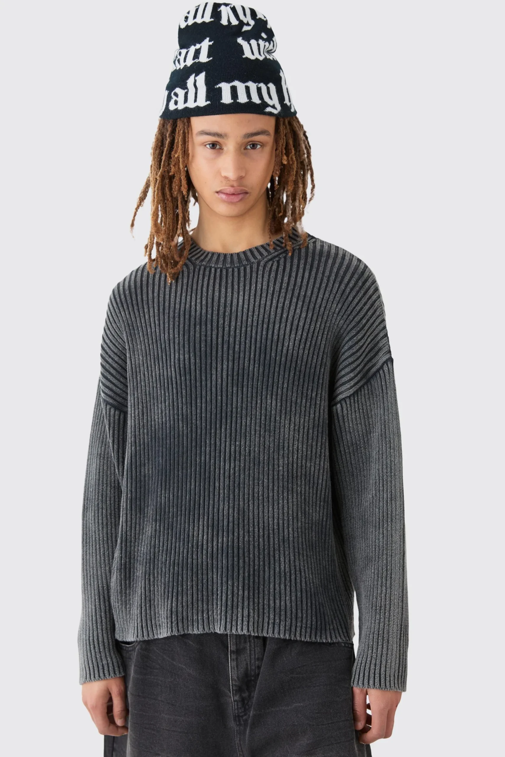 boohooMAN Oversized Boxy Acid Wash Jumper In | UK| Knitwear