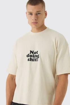 Oversized Boxy Acid Wash Ribbed Slogan T-shirt | UK^boohooMAN Online