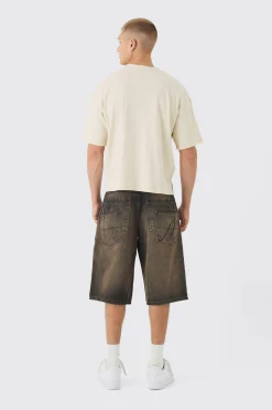 Oversized Boxy Acid Wash Ribbed Slogan T-shirt | UK^boohooMAN Online