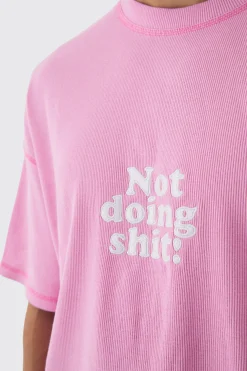 Oversized Boxy Acid Wash Ribbed Slogan T-shirt | UK^boohooMAN New