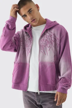 boohooMAN Oversized Boxy Acid Wash Studded Applique Hoodie | UK| Hoodies & Sweatshirts