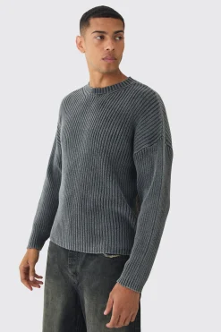 boohooMAN Oversized Boxy Acid Wash Jumper In | UK| Knitwear