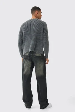 boohooMAN Oversized Boxy Acid Wash Jumper In | UK| Knitwear