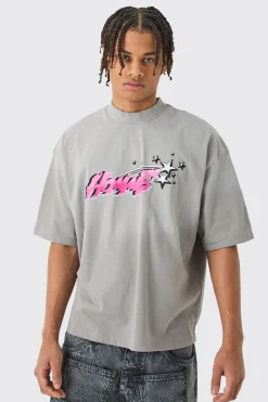 Oversized Boxy Alien Heavyweight Washed T-shirt | UK^boohooMAN Discount