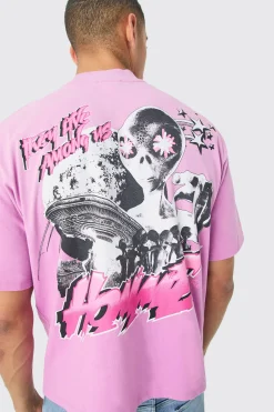 Oversized Boxy Alien Heavyweight Washed T-shirt | UK^boohooMAN New
