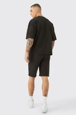 boohooMAN Oversized Boxy All Over Heart Applique T-shirt & Shorts Set | UK| Sets & Co-Ords|Tracksuits
