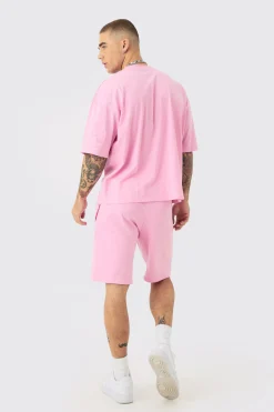 boohooMAN Oversized Boxy All Over Heart Applique T-shirt & Shorts Set | UK| Sets & Co-Ords|Tracksuits