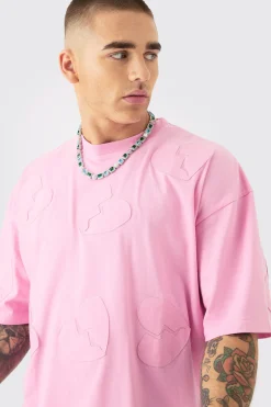 boohooMAN Oversized Boxy All Over Heart Applique T-shirt & Shorts Set | UK| Sets & Co-Ords|Tracksuits