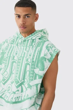 boohooMAN Oversized Boxy All Over Printed Interlock Hoodie | UK| Hoodies & Sweatshirts