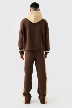 boohooMAN Oversized Boxy Applique Moto Hooded Tracksuit | UK| Tracksuits