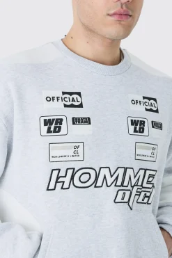 boohooMAN Oversized Boxy Applique Moto Sweatshirt | UK| Hoodies & Sweatshirts