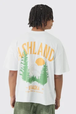 Oversized Boxy Ashland Printed Raw Hem T-Shirt | UK^boohooMAN Clearance