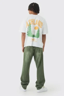 Oversized Boxy Ashland Printed Raw Hem T-Shirt | UK^boohooMAN Clearance