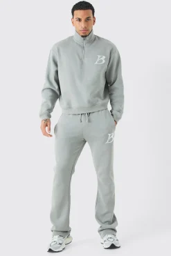 boohooMAN Oversized Boxy B 1/4 Zip Stacked Tracksuit | UK| Tracksuits
