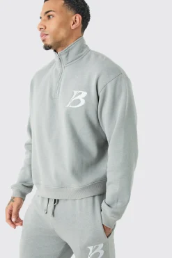 boohooMAN Oversized Boxy B 1/4 Zip Stacked Tracksuit | UK| Tracksuits