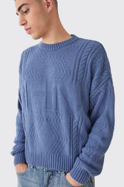 boohooMAN Oversized Boxy Bhm Cable Knit Jumper | UK| Knitwear