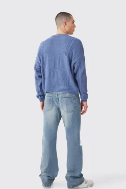 boohooMAN Oversized Boxy Bhm Cable Knit Jumper | UK| Knitwear