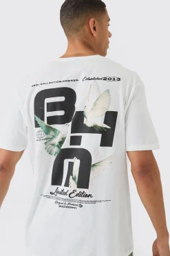 Oversized Boxy BHM Dove Back Print T-Shirt | UK^boohooMAN Online