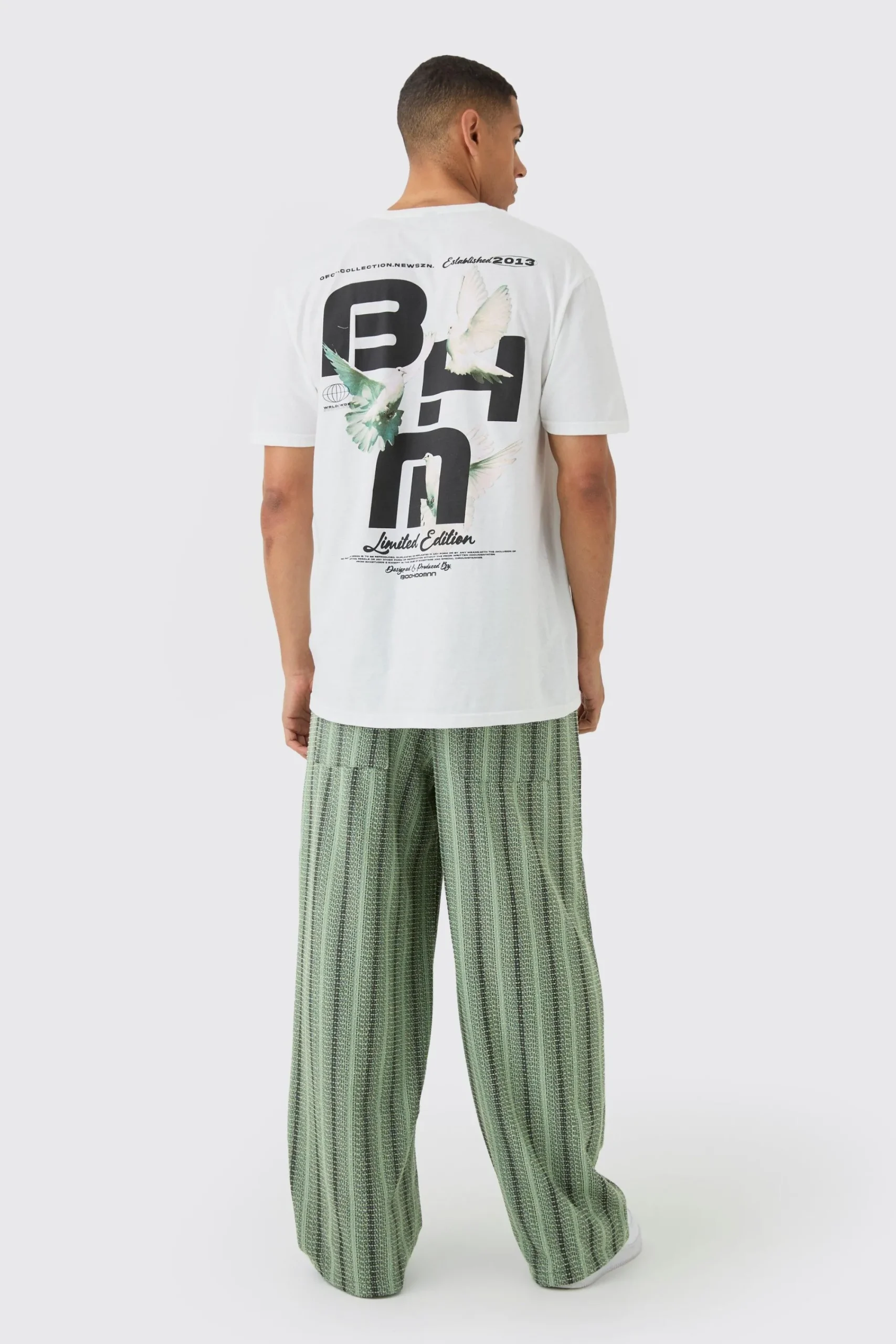 Oversized Boxy BHM Dove Back Print T-Shirt | UK^boohooMAN Online