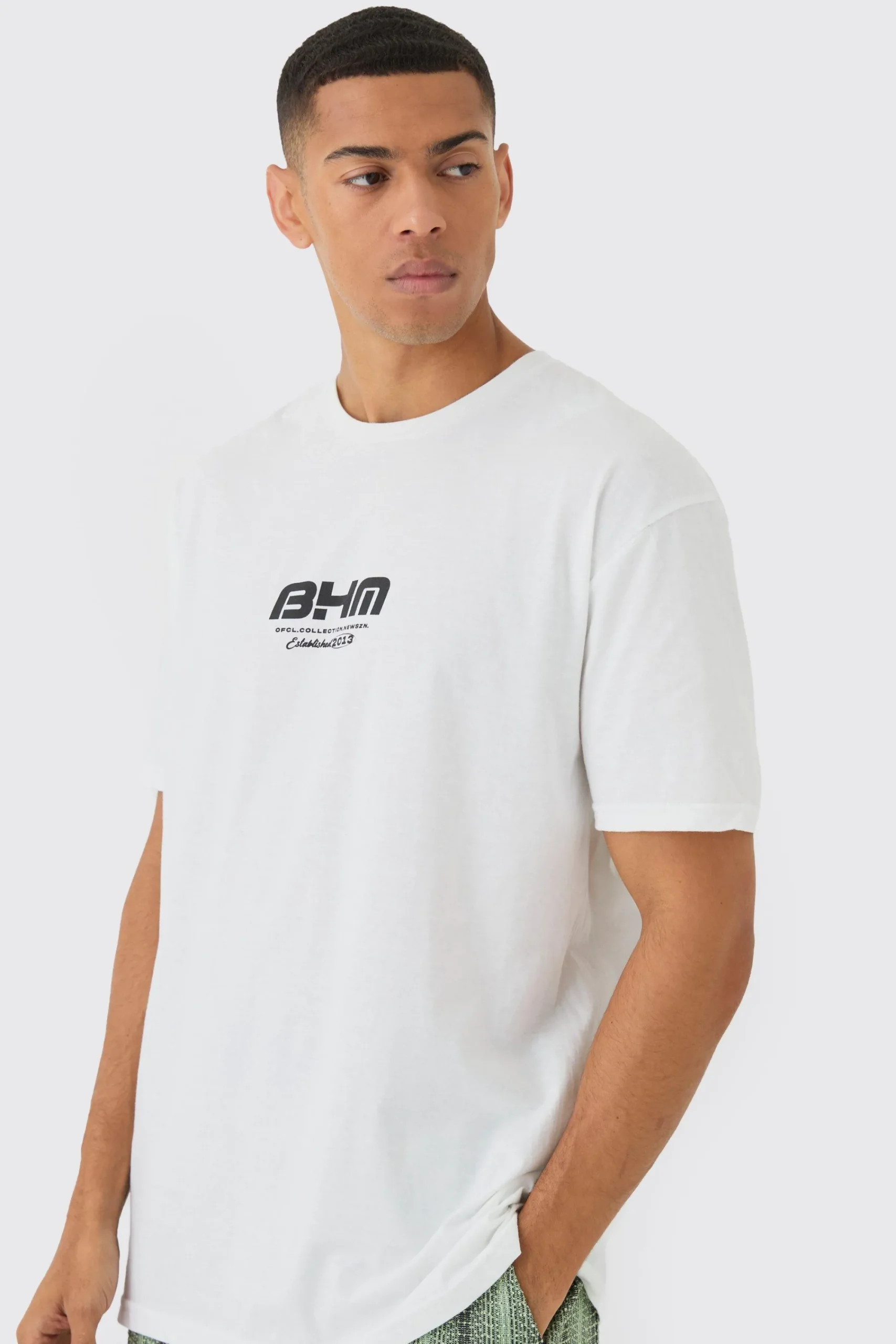 Oversized Boxy BHM Dove Back Print T-Shirt | UK^boohooMAN Online